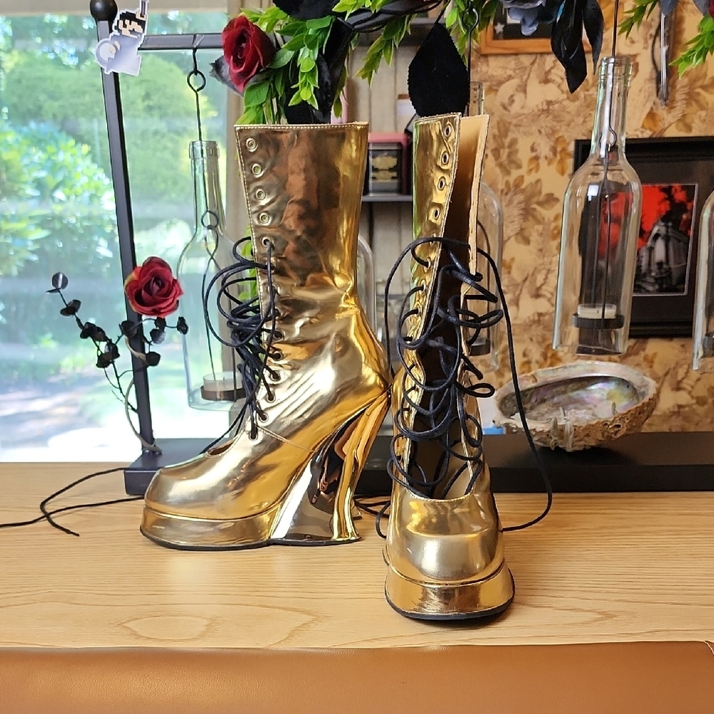 Fluevog Ultravogs Gold Corset Boot